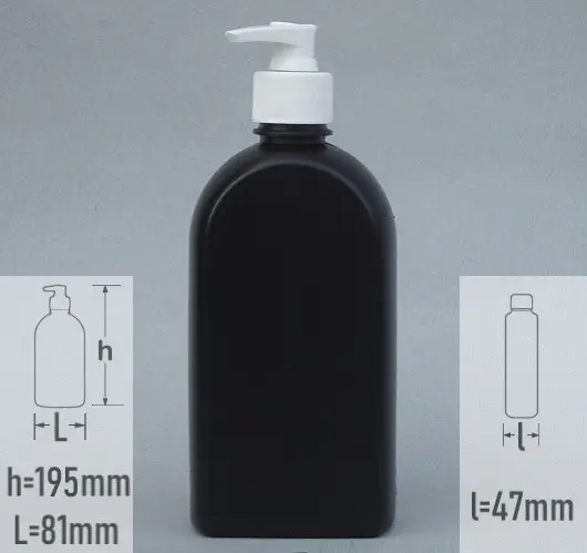 Sticla plastic 420ml culoare negru cu capac pompa alb